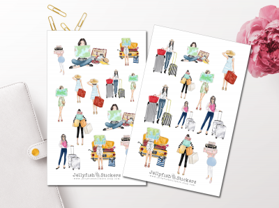 Mädchen Reisen Sticker Set